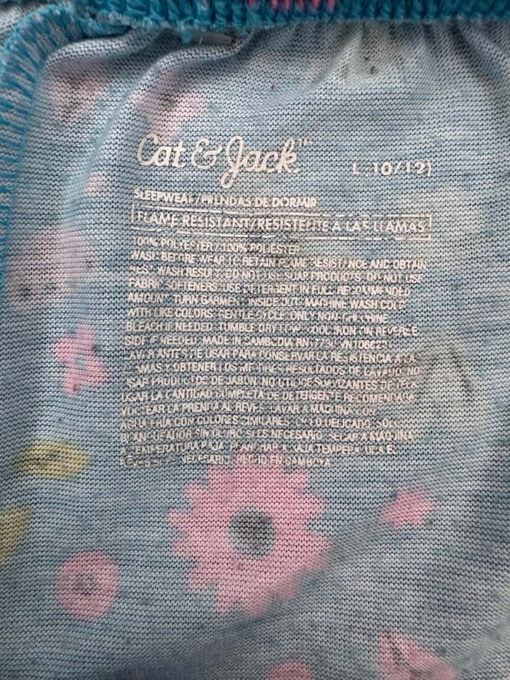 Girls Blue Floral School Print Pajama Sleep Shorts Size L 10/12 - Picture 2 of 3